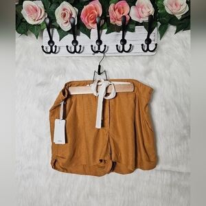 Wilfred (Aritzia) Allegra Amber Earth Relaxed Hem Linen Shorts